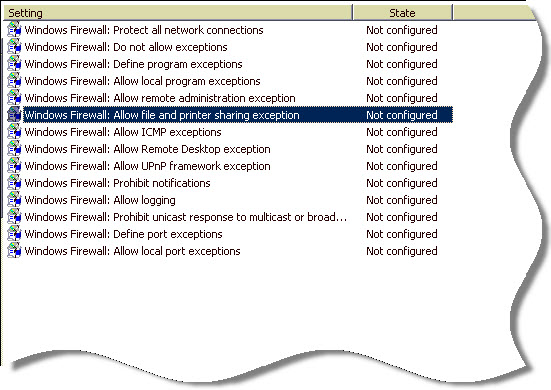 GPO Windows Firewall File and Printer Sharing